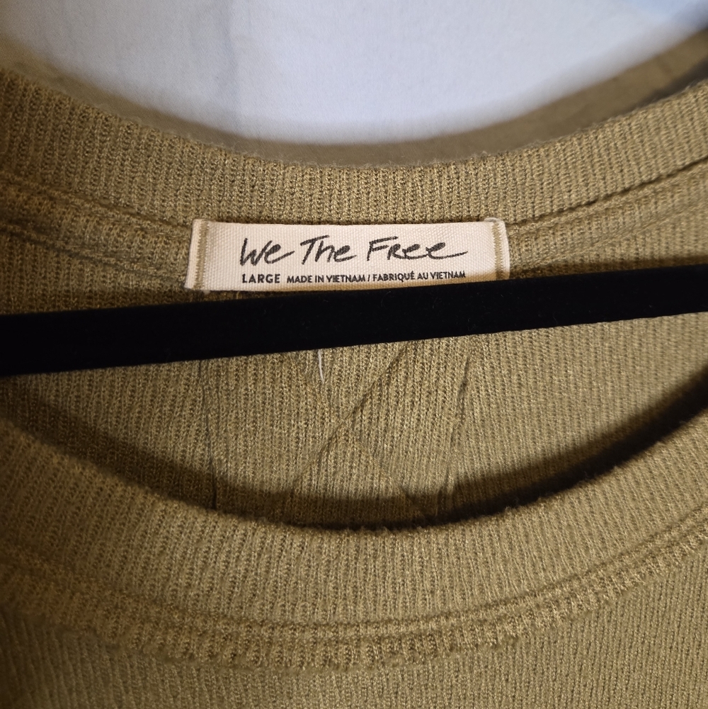 Free People Snowy Thermal Long Sleeve Top in Olive Green - Size L - Picture 2 of 7